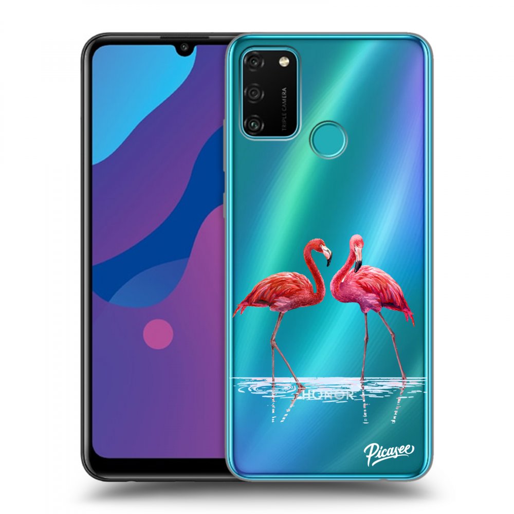 Picasee átlátszó szilikon tok az alábbi mobiltelefonokra Honor 9A - Flamingos couple