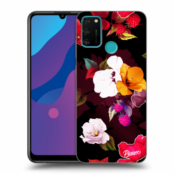 Picasee fekete szilikon tok az alábbi mobiltelefonokra Honor 9A - Flowers and Berries