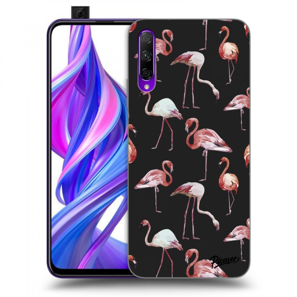 Picasee fekete szilikon tok az alábbi mobiltelefonokra Honor 9X Pro - Flamingos
