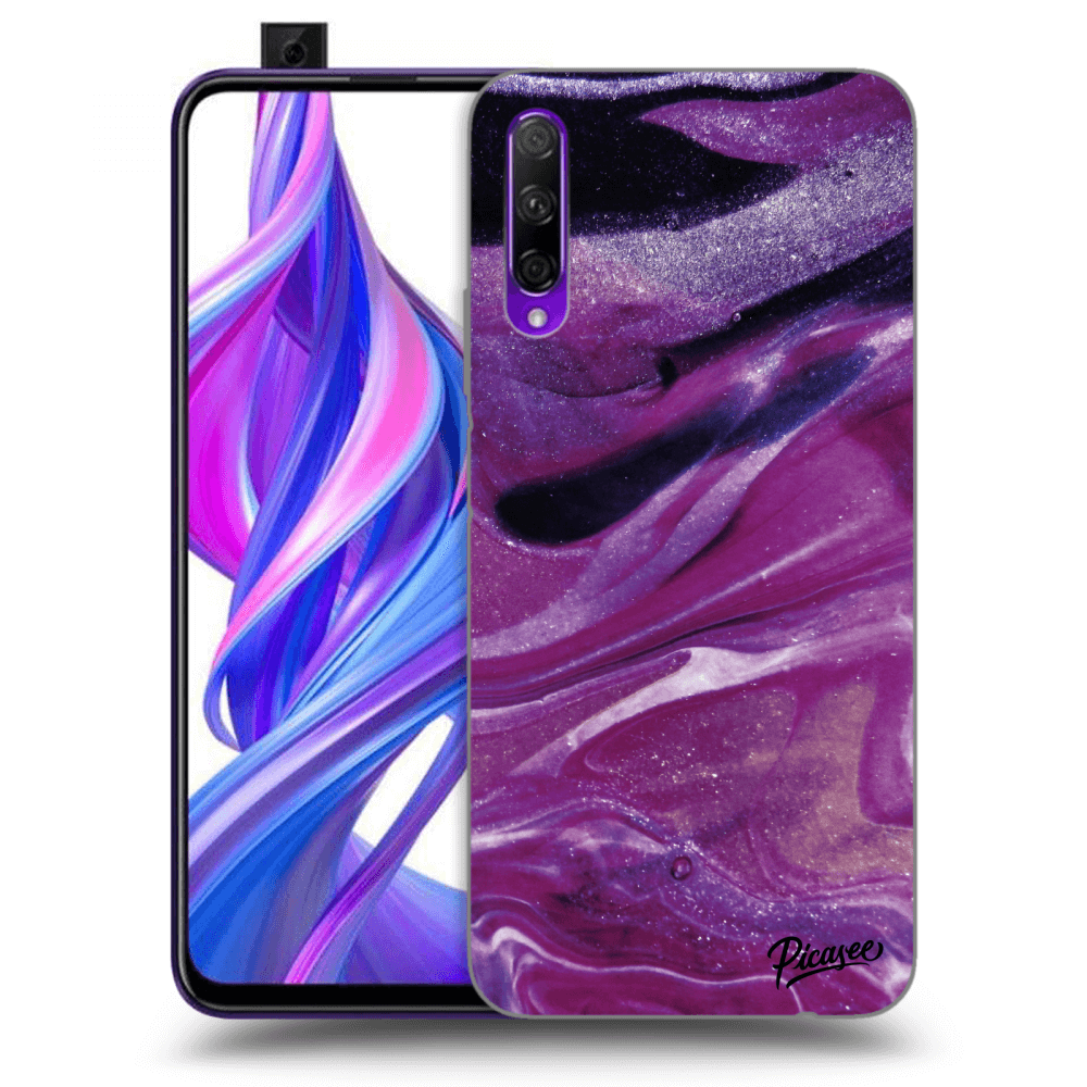 Picasee fekete szilikon tok az alábbi mobiltelefonokra Honor 9X Pro - Purple glitter