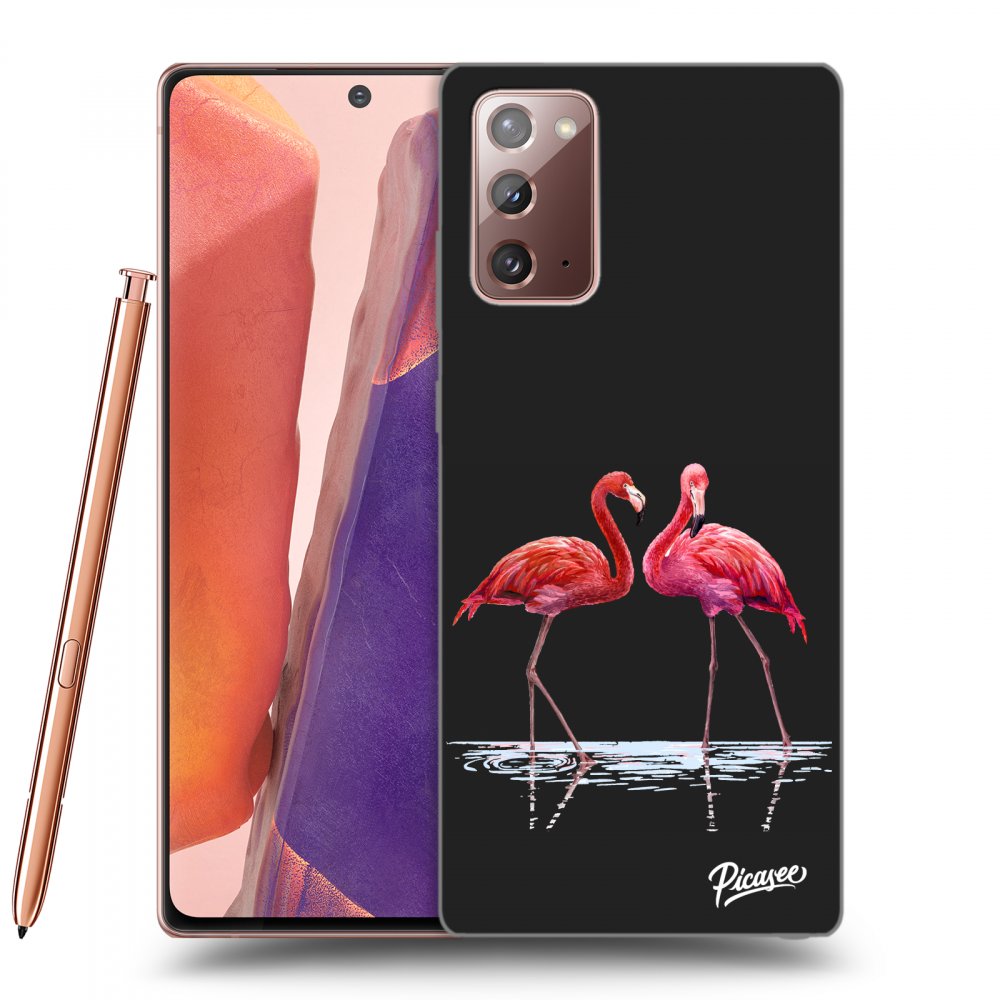 Picasee fekete szilikon tok az alábbi mobiltelefonokra Samsung Galaxy Note 20 - Flamingos couple