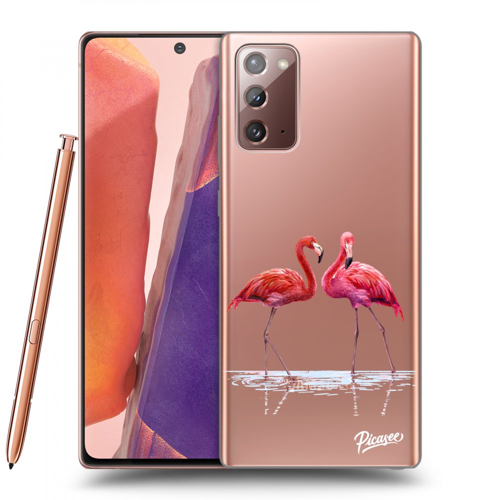Picasee átlátszó szilikon tok az alábbi mobiltelefonokra Samsung Galaxy Note 20 - Flamingos couple