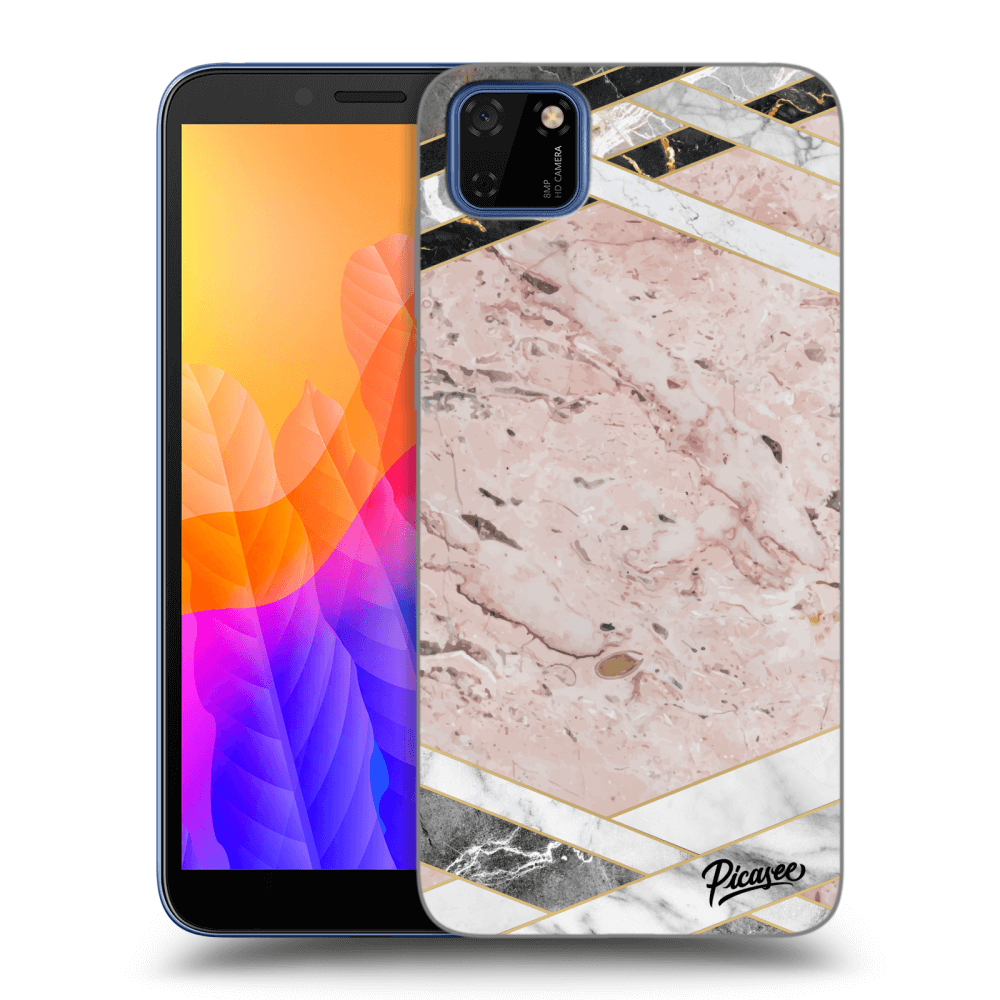 Picasee átlátszó szilikon tok az alábbi mobiltelefonokra Huawei Y5P - Pink geometry