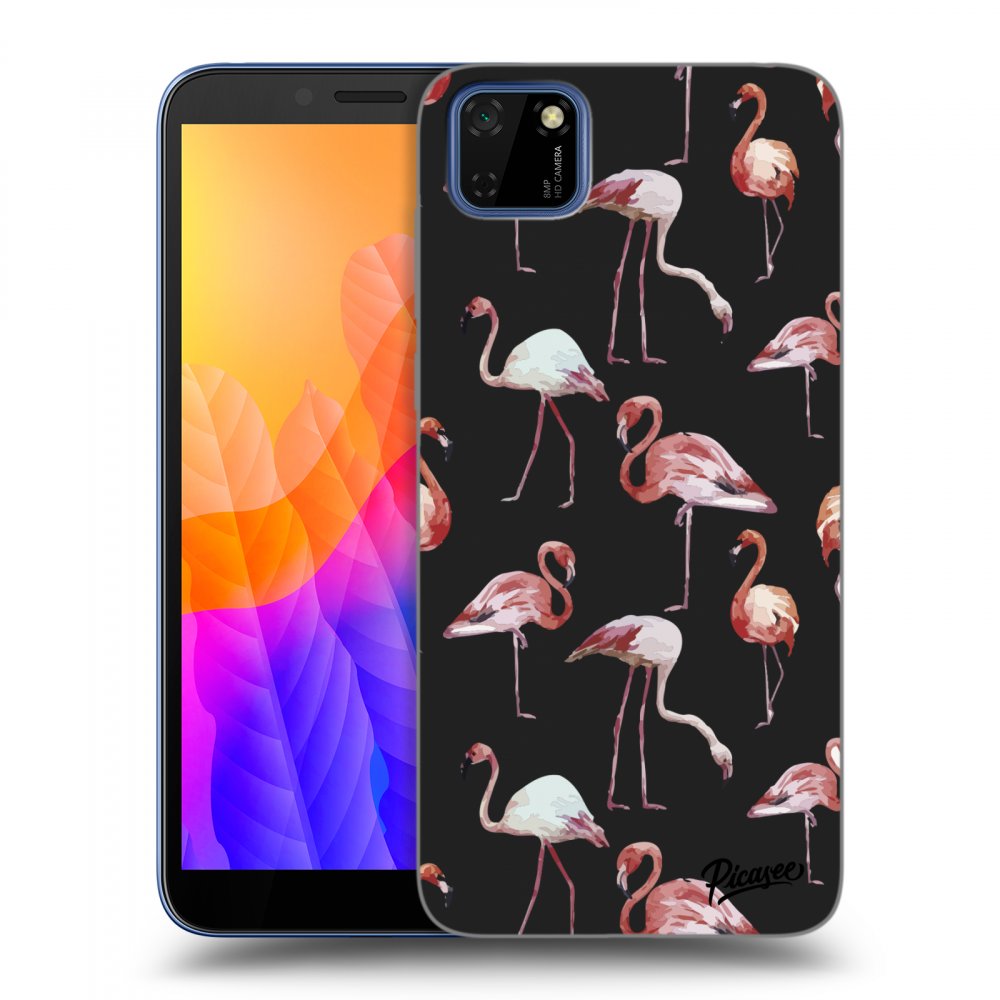 Picasee fekete szilikon tok az alábbi mobiltelefonokra Huawei Y5P - Flamingos