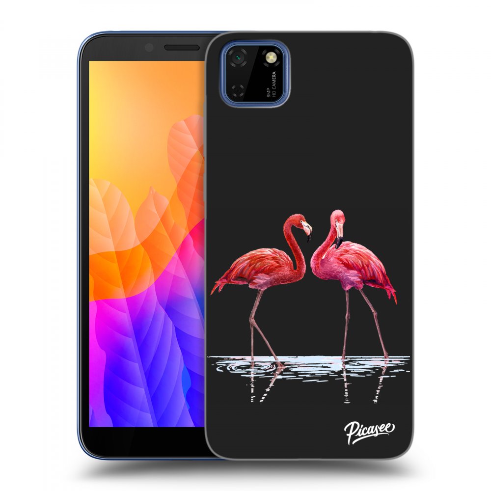 Picasee fekete szilikon tok az alábbi mobiltelefonokra Huawei Y5P - Flamingos couple