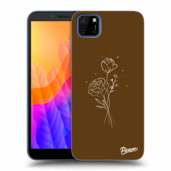 Picasee fekete szilikon tok az alábbi mobiltelefonokra Huawei Y5P - Brown flowers