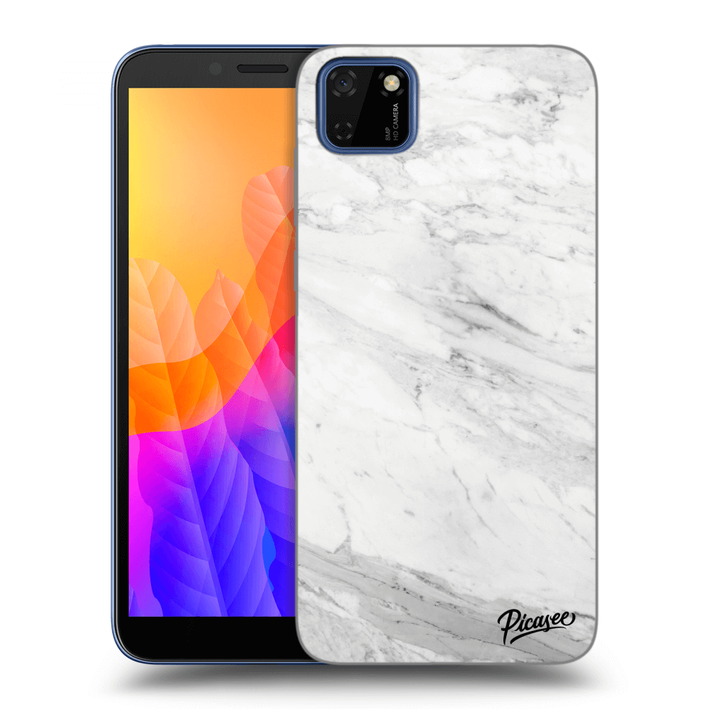 Picasee fekete szilikon tok az alábbi mobiltelefonokra Huawei Y5P - White marble