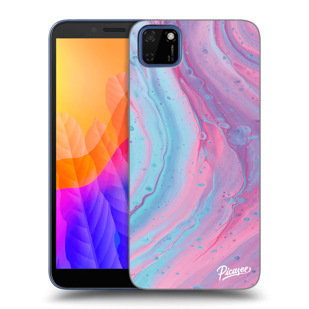 Picasee fekete szilikon tok az alábbi mobiltelefonokra Huawei Y5P - Pink liquid