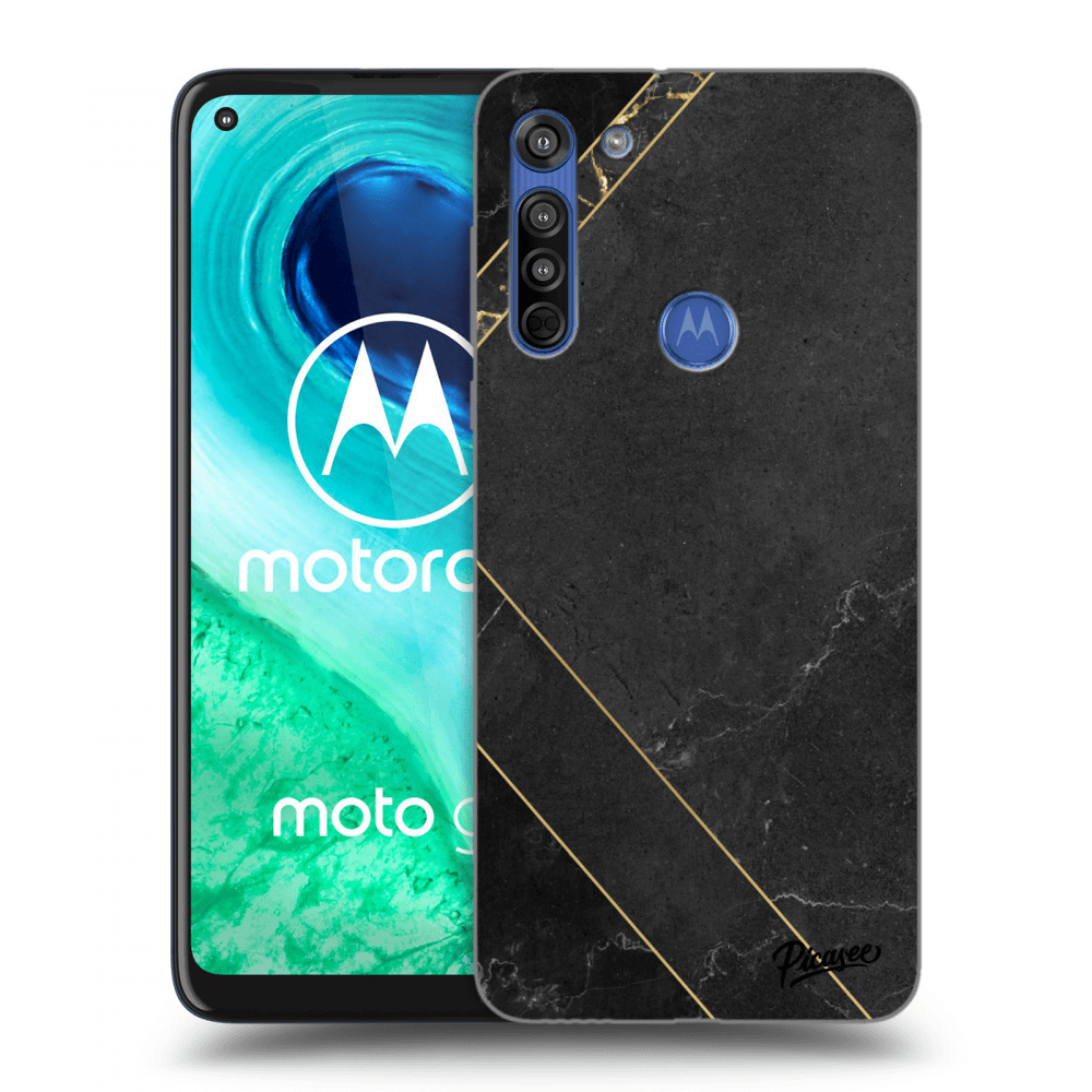Picasee átlátszó szilikon tok az alábbi mobiltelefonokra Motorola Moto G8 - Black tile