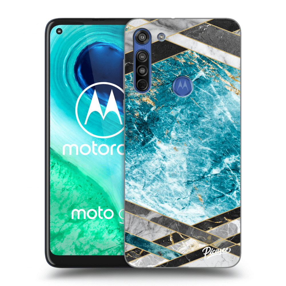 Picasee átlátszó szilikon tok az alábbi mobiltelefonokra Motorola Moto G8 - Blue geometry
