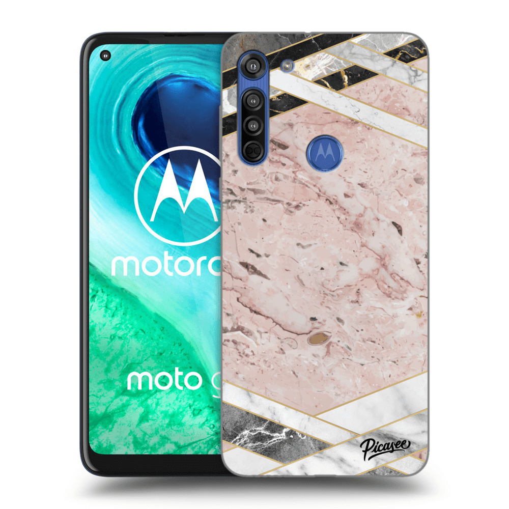 Picasee átlátszó szilikon tok az alábbi mobiltelefonokra Motorola Moto G8 - Pink geometry