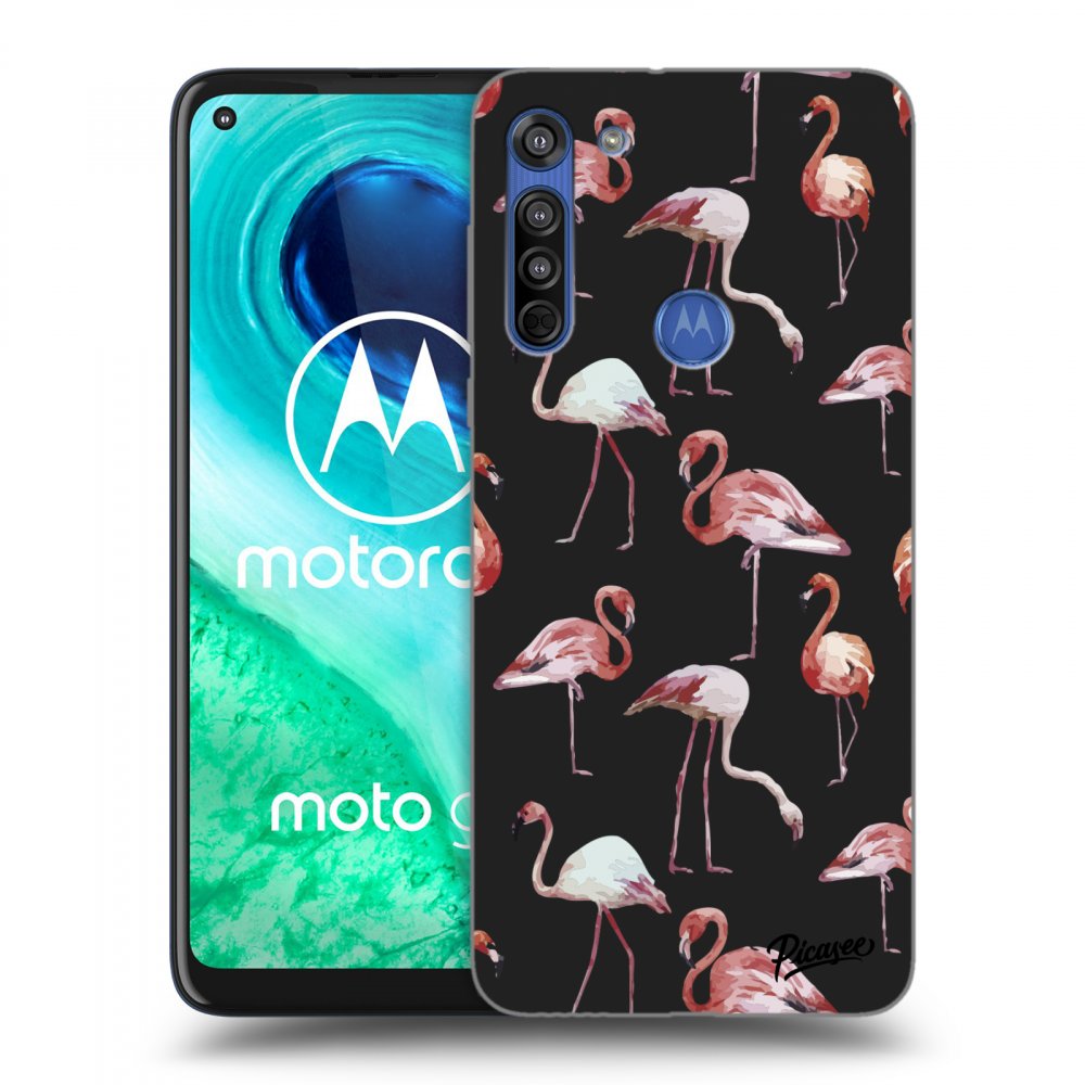 Picasee fekete szilikon tok az alábbi mobiltelefonokra Motorola Moto G8 - Flamingos