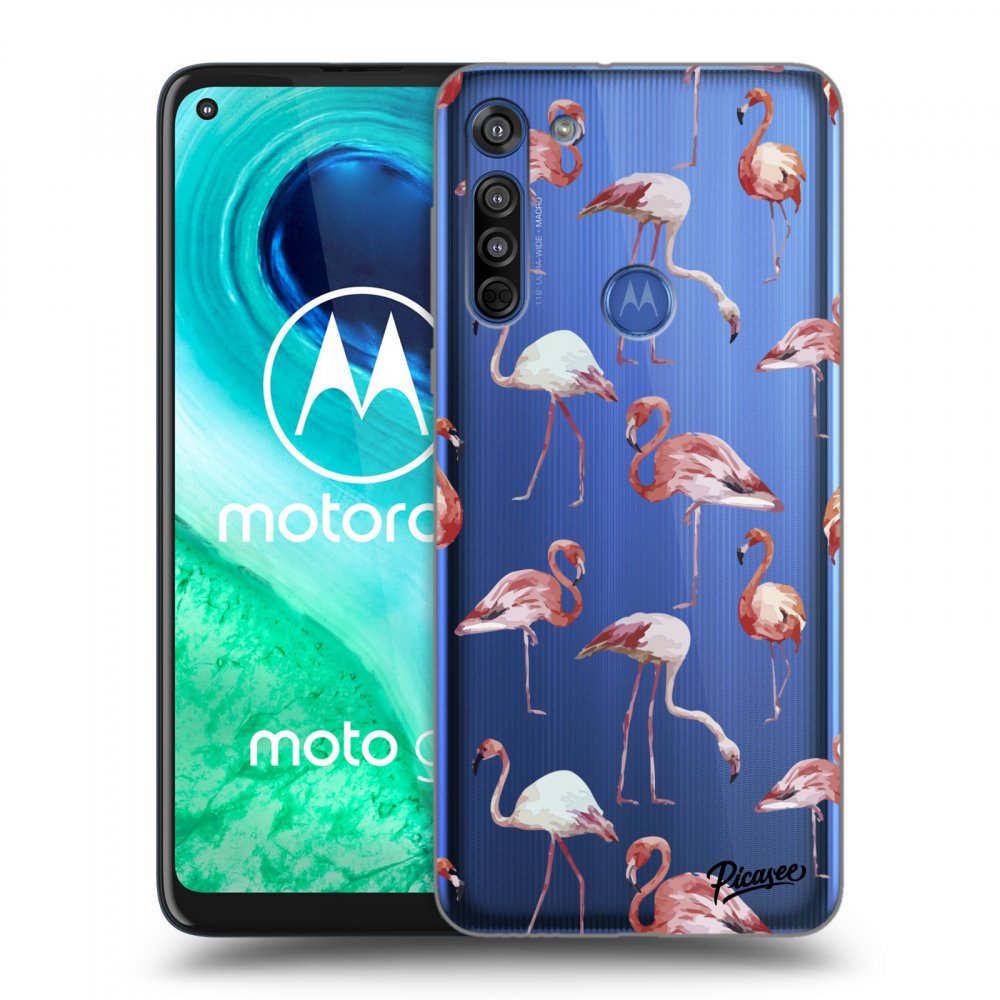 Picasee átlátszó szilikon tok az alábbi mobiltelefonokra Motorola Moto G8 - Flamingos