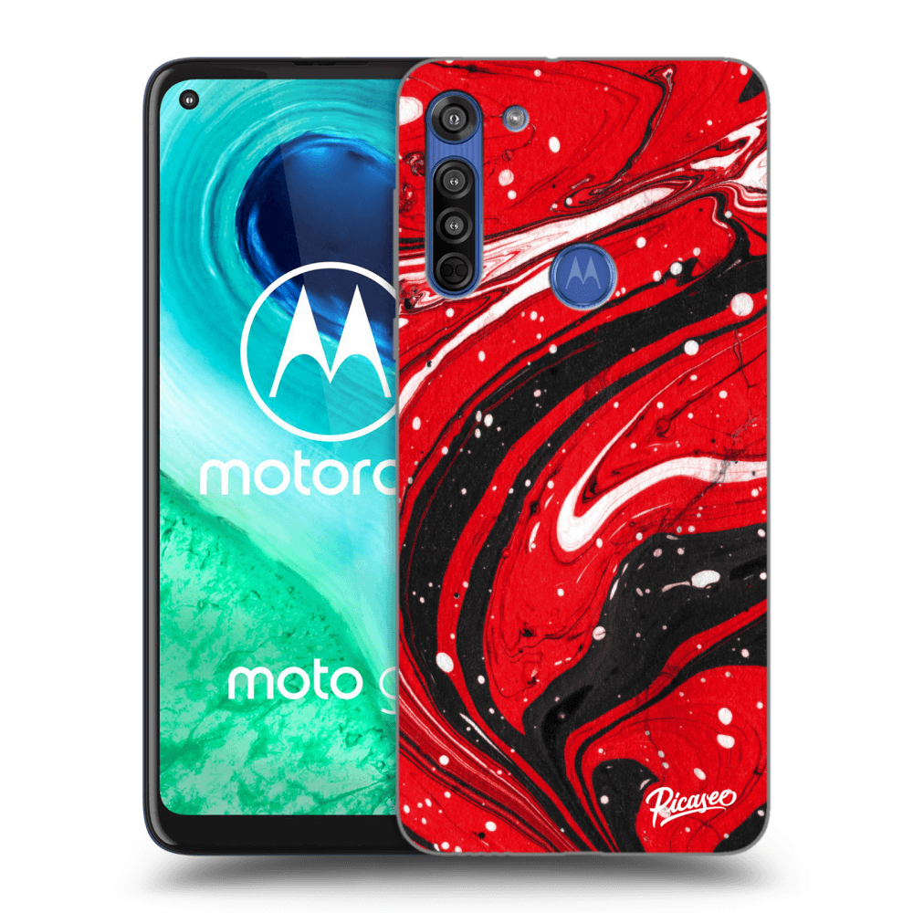 Picasee átlátszó szilikon tok az alábbi mobiltelefonokra Motorola Moto G8 - Red black