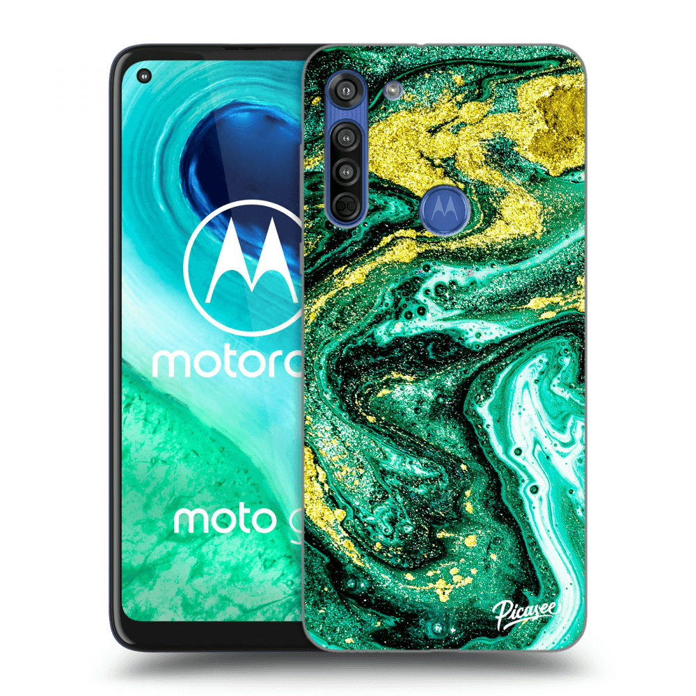 Picasee átlátszó szilikon tok az alábbi mobiltelefonokra Motorola Moto G8 - Green Gold