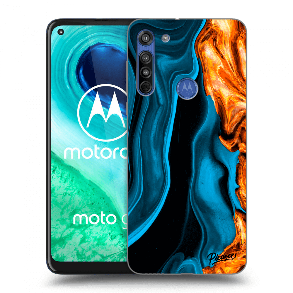 Picasee fekete szilikon tok az alábbi mobiltelefonokra Motorola Moto G8 - Gold blue