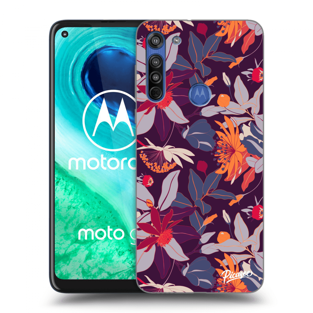 Picasee átlátszó szilikon tok az alábbi mobiltelefonokra Motorola Moto G8 - Purple Leaf
