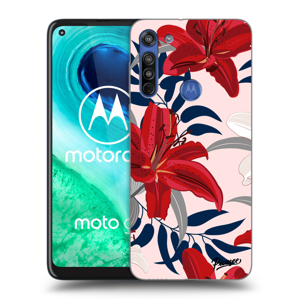 Picasee átlátszó szilikon tok az alábbi mobiltelefonokra Motorola Moto G8 - Red Lily