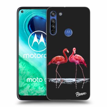 Picasee fekete szilikon tok az alábbi mobiltelefonokra Motorola Moto G8 - Flamingos couple