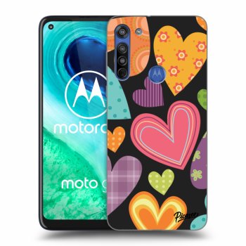 Picasee fekete szilikon tok az alábbi mobiltelefonokra Motorola Moto G8 - Colored heart
