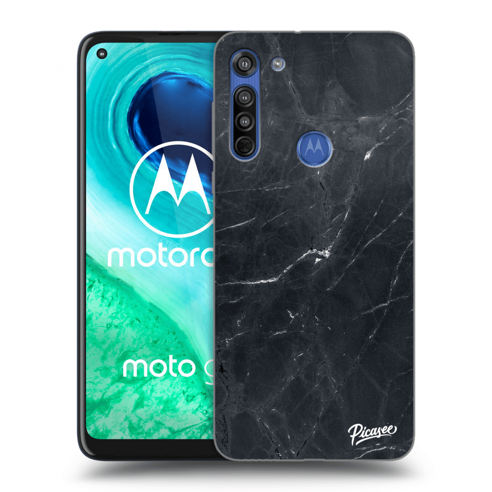 Picasee fekete szilikon tok az alábbi mobiltelefonokra Motorola Moto G8 - Black marble