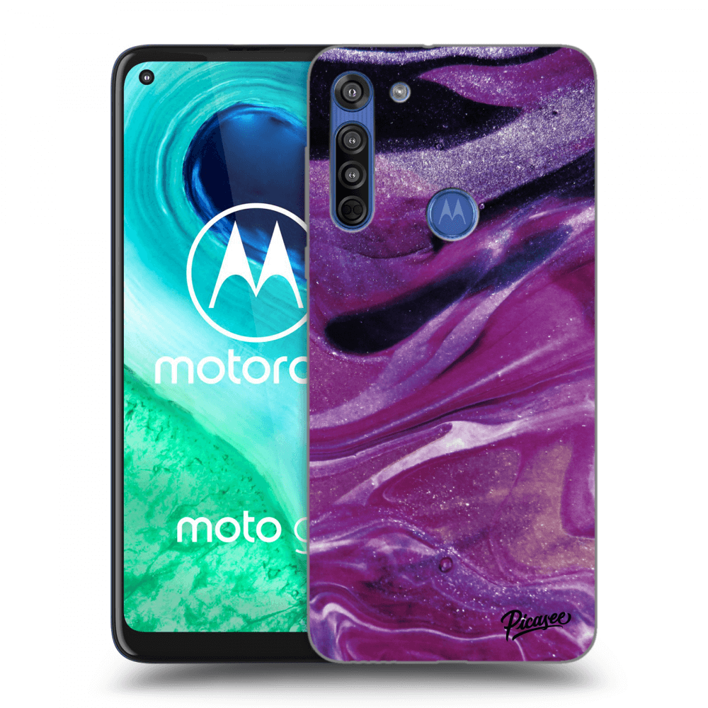 Picasee átlátszó szilikon tok az alábbi mobiltelefonokra Motorola Moto G8 - Purple glitter