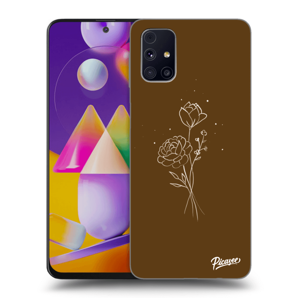 Picasee fekete szilikon tok az alábbi mobiltelefonokra Samsung Galaxy M31s - Brown flowers