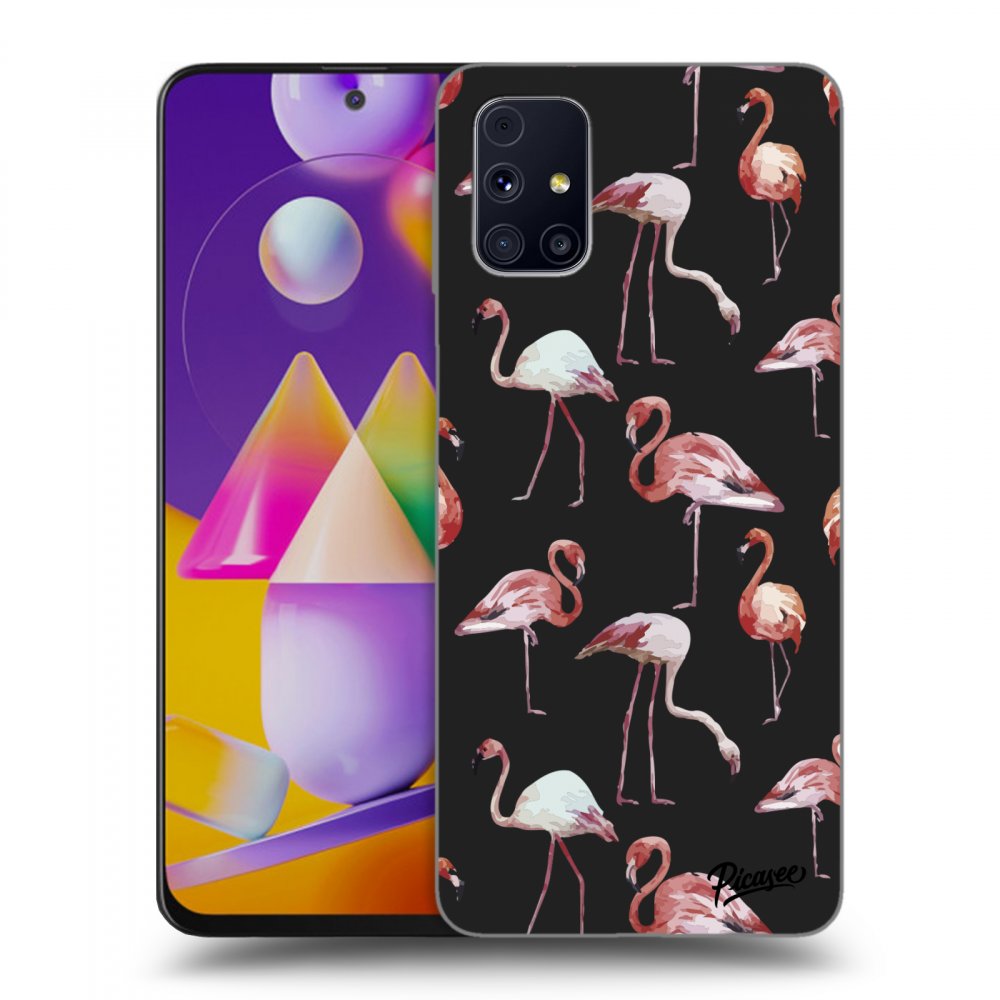 Picasee fekete szilikon tok az alábbi mobiltelefonokra Samsung Galaxy M31s - Flamingos