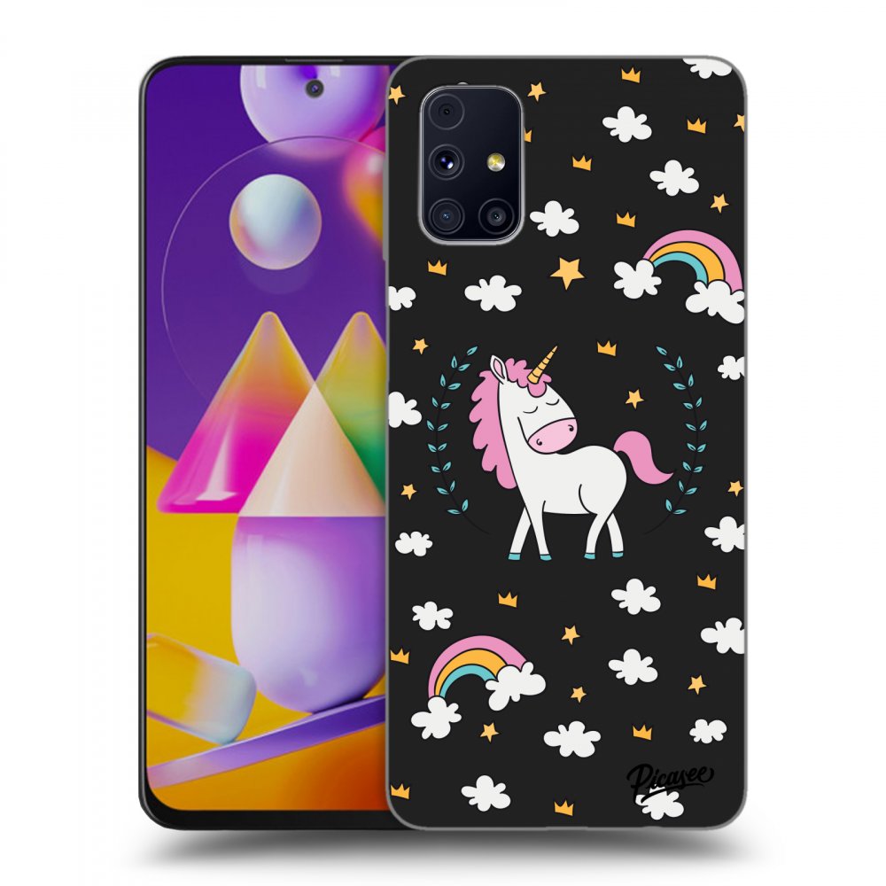 Picasee fekete szilikon tok az alábbi mobiltelefonokra Samsung Galaxy M31s - Unicorn star heaven