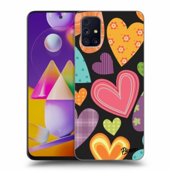 Picasee fekete szilikon tok az alábbi mobiltelefonokra Samsung Galaxy M31s - Colored heart