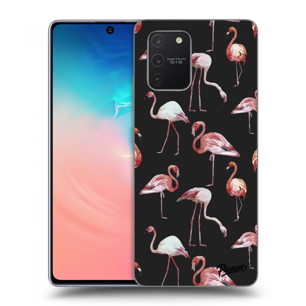Picasee fekete szilikon tok az alábbi mobiltelefonokra Samsung Galaxy S10 Lite - Flamingos