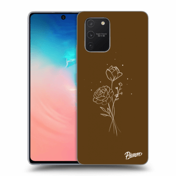 Picasee fekete szilikon tok az alábbi mobiltelefonokra Samsung Galaxy S10 Lite - Brown flowers