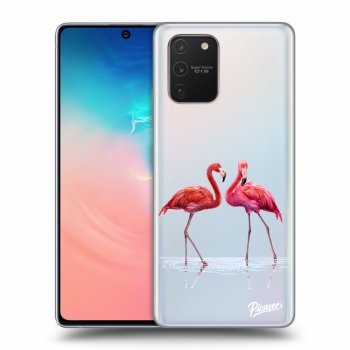 Picasee átlátszó szilikon tok az alábbi mobiltelefonokra Samsung Galaxy S10 Lite - Flamingos couple