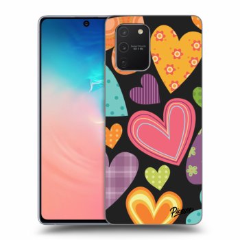 Picasee fekete szilikon tok az alábbi mobiltelefonokra Samsung Galaxy S10 Lite - Colored heart