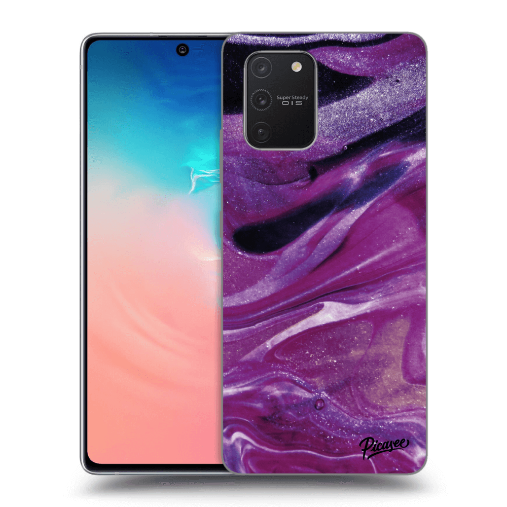 Picasee fekete szilikon tok az alábbi mobiltelefonokra Samsung Galaxy S10 Lite - Purple glitter