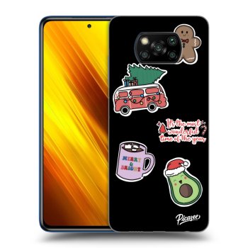 Picasee fekete szilikon tok az alábbi mobiltelefonokra Xiaomi Poco X3 - Christmas Stickers