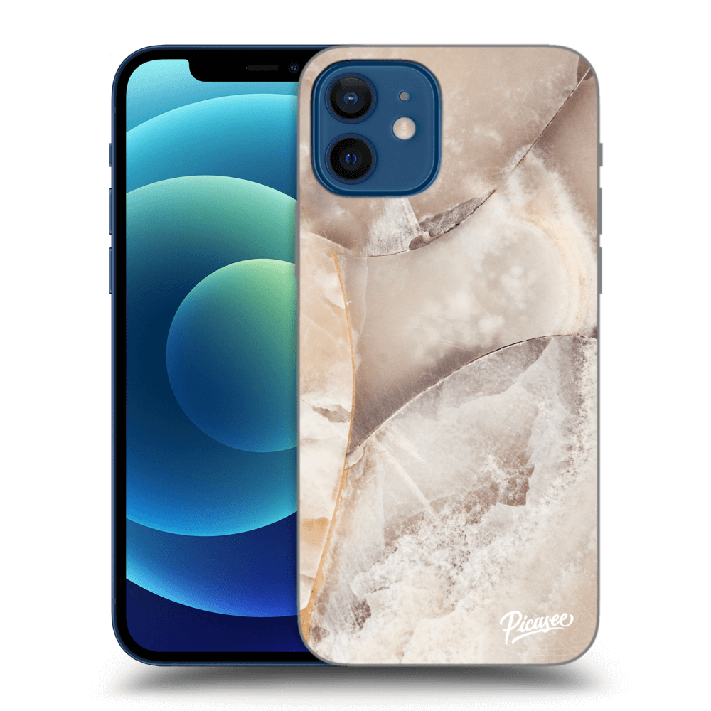 Picasee átlátszó szilikon tok az alábbi mobiltelefonokra Apple iPhone 12 - Cream marble