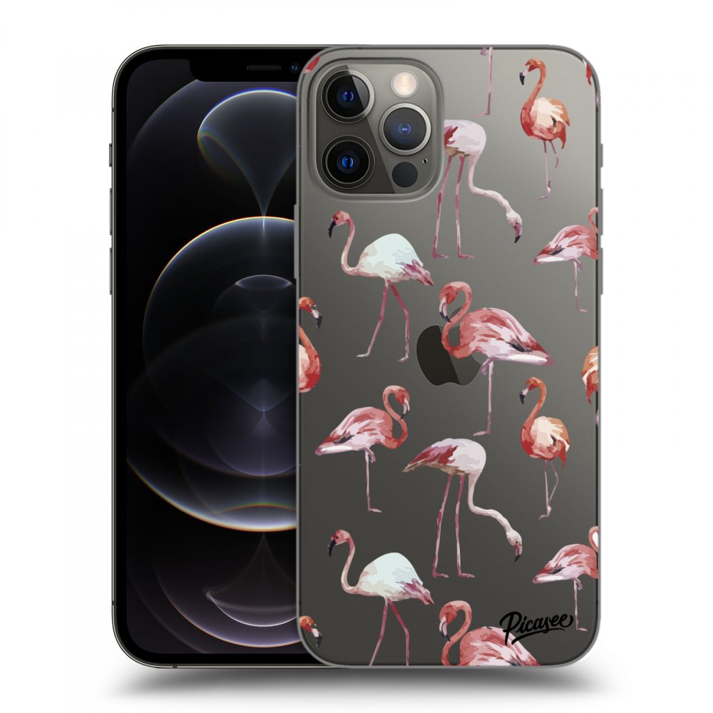 Picasee átlátszó szilikon tok az alábbi mobiltelefonokra Apple iPhone 12 Pro - Flamingos