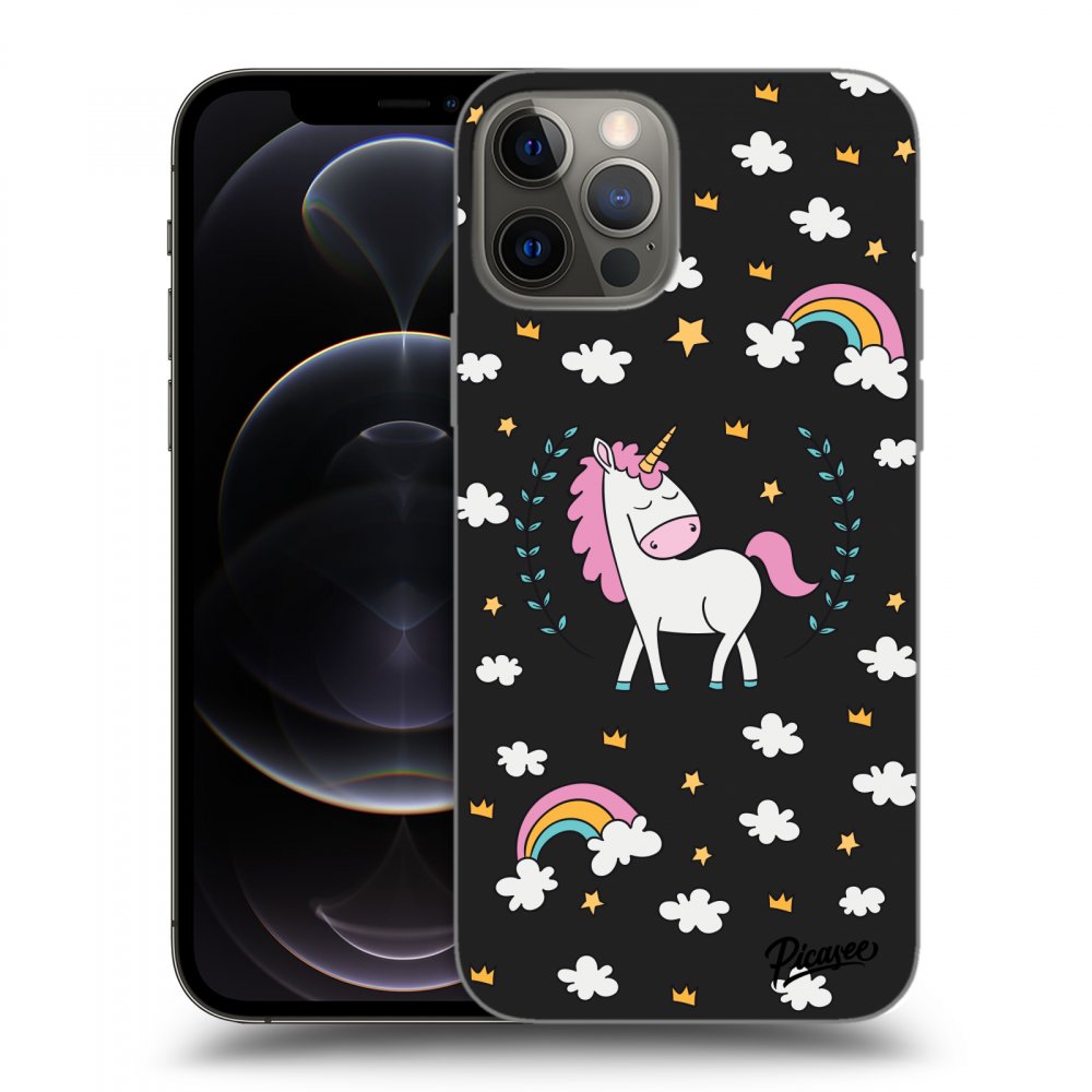 Picasee fekete szilikon tok az alábbi mobiltelefonokra Apple iPhone 12 Pro - Unicorn star heaven