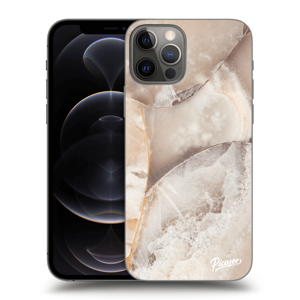 Picasee fekete szilikon tok az alábbi mobiltelefonokra Apple iPhone 12 Pro - Cream marble