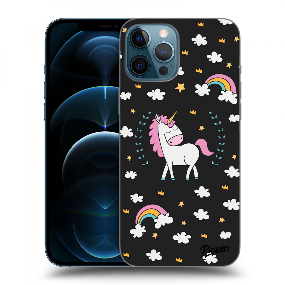 Picasee fekete szilikon tok az alábbi mobiltelefonokra Apple iPhone 12 Pro Max - Unicorn star heaven