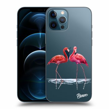 Picasee átlátszó szilikon tok az alábbi mobiltelefonokra Apple iPhone 12 Pro Max - Flamingos couple