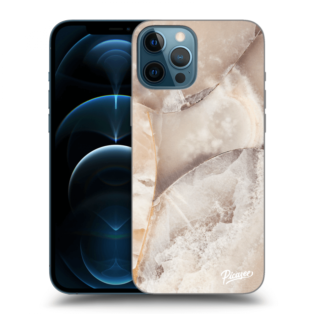 Picasee fekete szilikon tok az alábbi mobiltelefonokra Apple iPhone 12 Pro Max - Cream marble