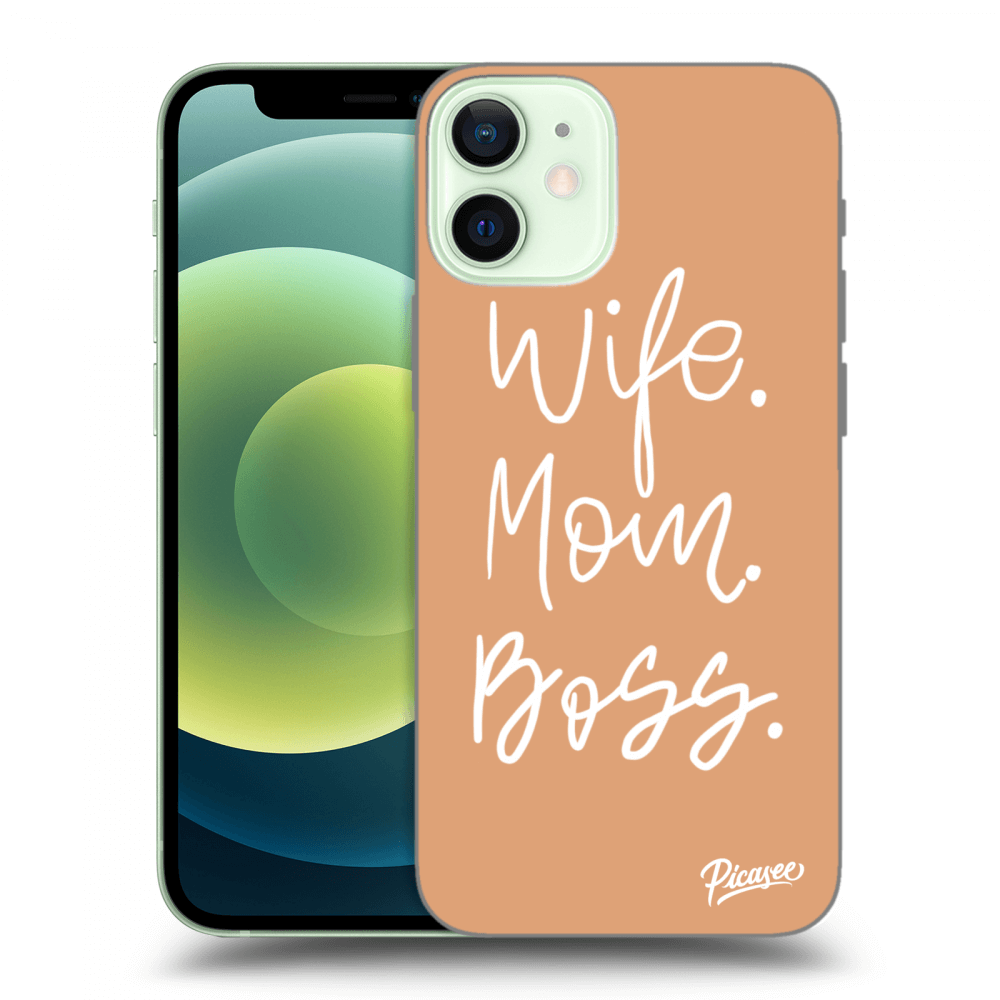 Picasee átlátszó szilikon tok az alábbi mobiltelefonokra Apple iPhone 12 mini - Boss Mama