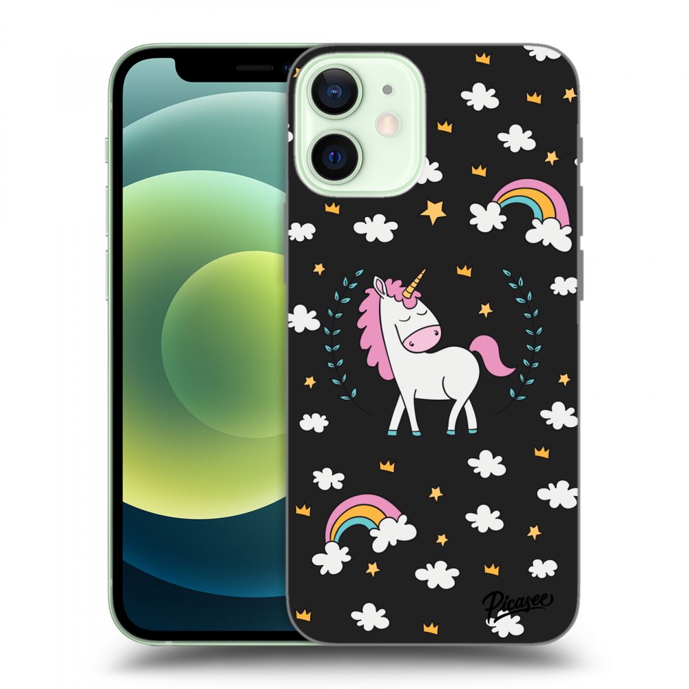 Picasee fekete szilikon tok az alábbi mobiltelefonokra Apple iPhone 12 mini - Unicorn star heaven