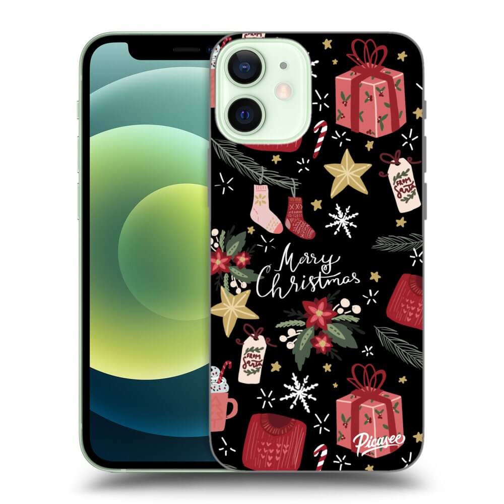 Picasee fekete szilikon tok az alábbi mobiltelefonokra Apple iPhone 12 mini - Christmas