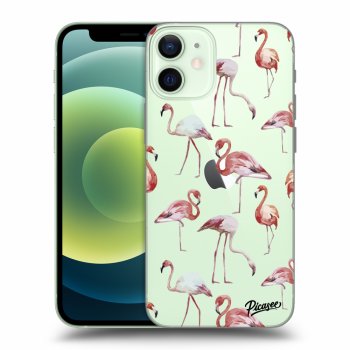 Picasee átlátszó szilikon tok az alábbi mobiltelefonokra Apple iPhone 12 mini - Flamingos
