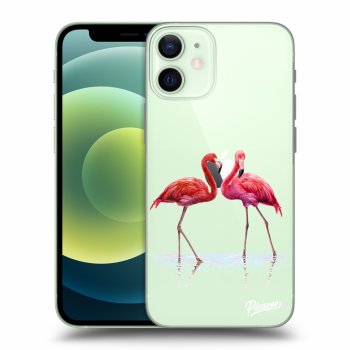 Picasee átlátszó szilikon tok az alábbi mobiltelefonokra Apple iPhone 12 mini - Flamingos couple