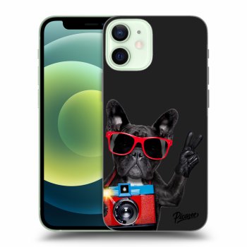Picasee fekete szilikon tok az alábbi mobiltelefonokra Apple iPhone 12 mini - French Bulldog
