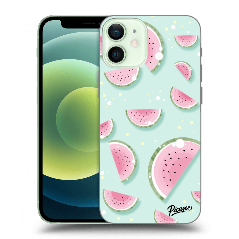 Picasee fekete szilikon tok az alábbi mobiltelefonokra Apple iPhone 12 mini - Watermelon 2